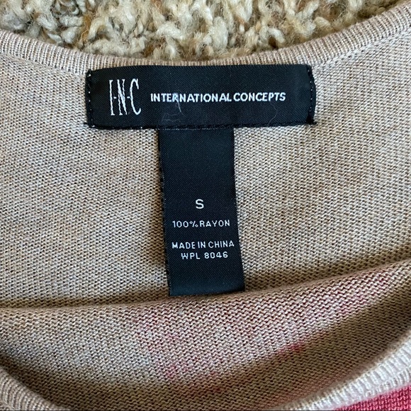 INC Dolman Sleeve Tan Embellished Lightweight Sweater Top Sequins - Picture 2 of 11